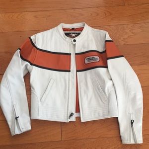 white womens harley jacket